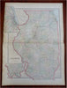 Illinois state Chicago inset plan 1889-93 Bradley folio hand color detail map