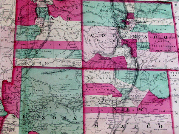California Utah Nevada Arizona New Mexico Colorado railroads Indian lands 1867
