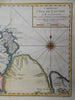 Isle de Cayenne French Guyana South America 1753 Bellin engraved hand color map