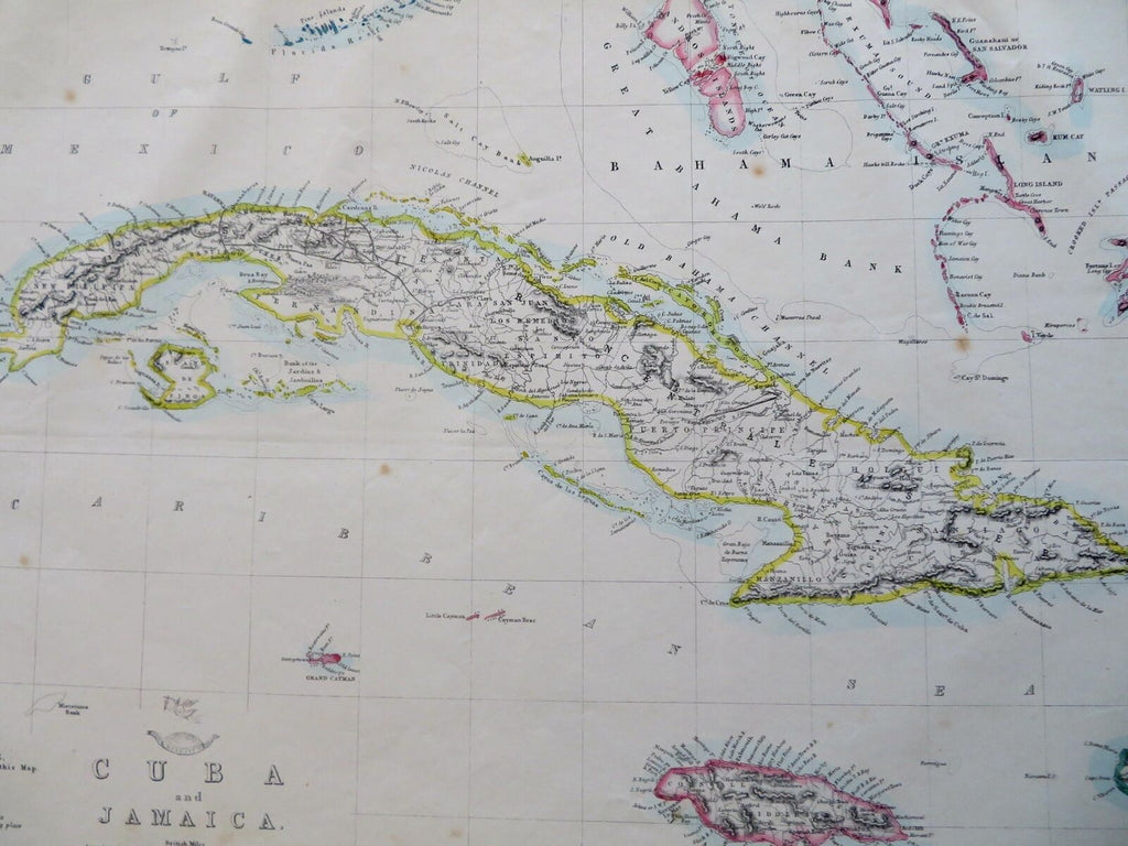 Cuba & Jamaica Caribbean Islands Havana Kingston c. 1856-72 Weller map