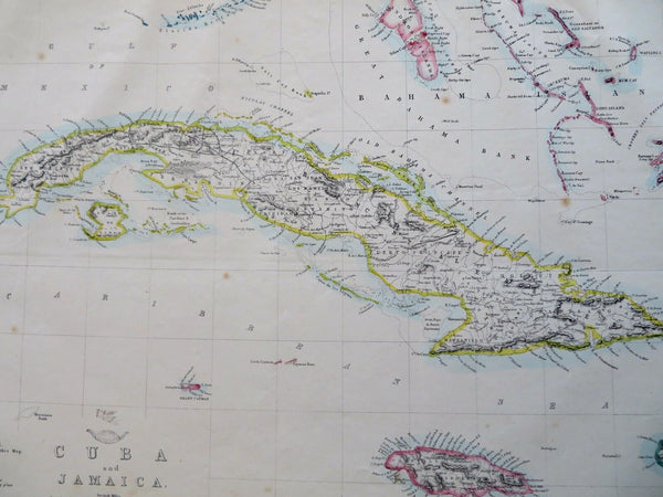 Cuba & Jamaica Caribbean Islands Havana Kingston c. 1856-72 Weller map