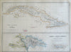 Caribbean Islands Leeward Island Cuba Hispaniola 1860 Bartholomew map