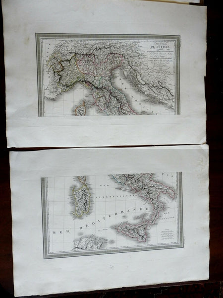 Italian States Lombardy Tuscany Naples Papal States 1824 Vivien two sheet map