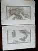 Italian States Lombardy Tuscany Naples Papal States 1824 Vivien two sheet map