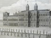 White Hall British Royal Palace London England 1829 engraved architectural view