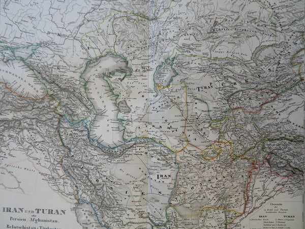 Persia Iran Caucasus Armenia Afghanistan Turkestan 1869 Berghaus detailed map