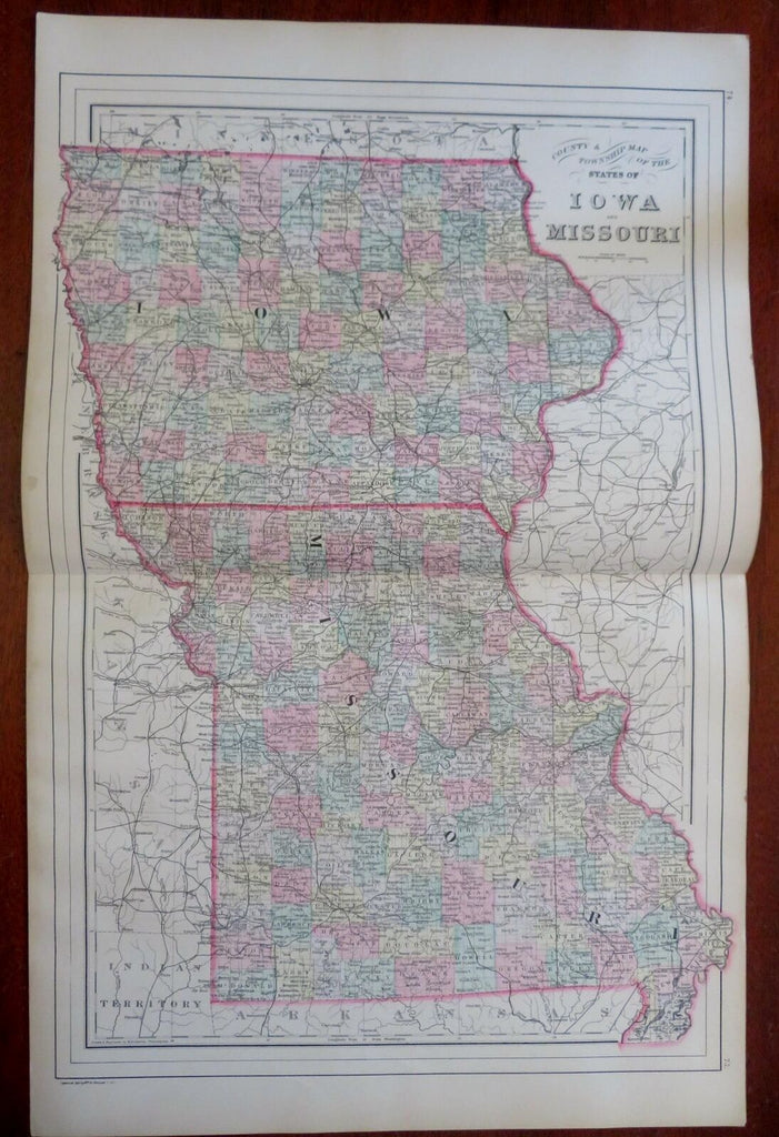 Iowa & Missouri St. Louis Kansas City Des Moines 1888 Bradley-Mitchell map