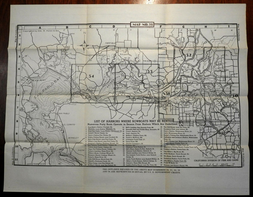 San Pablo Bay Rowboats rental spots in California 1945-50 U.S. Geo Survey map