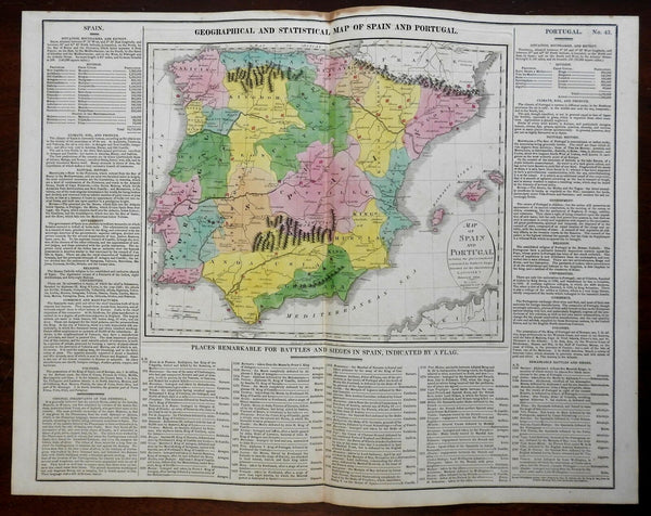 Spain & Portugal Galicia Grenada Catalonia Algarve 1820 Carey Gros & Yaeger map