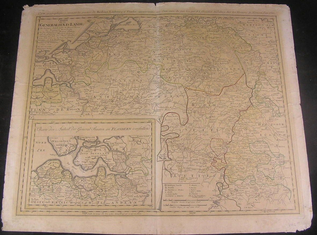 Holland Germany Flanders Zeeland 1788 folio Grussefeld scarce antique folio map