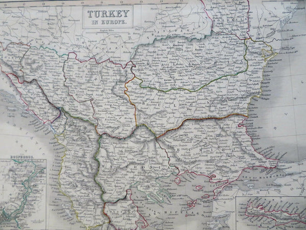 Ottoman Balkans Bosnia Serbia Wallachia Albania Croatia 1844 Black map