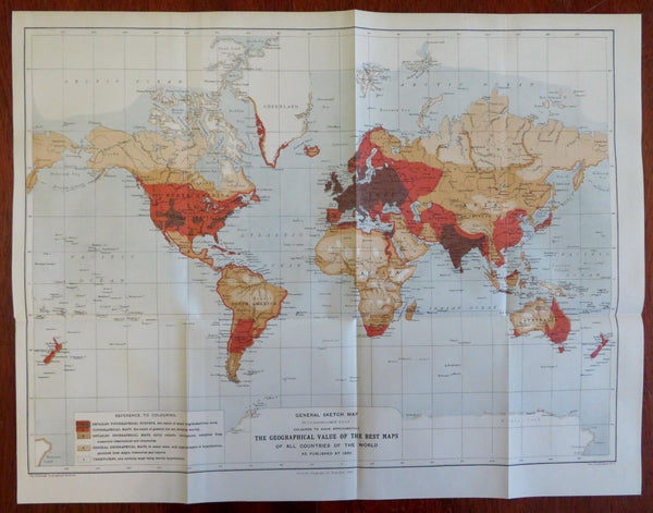 World Maps Unexplored Regions Topo Surveys 1890 Bartholomew scarce map