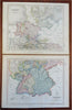 German Confederation Hanover Bavaria Oldenburg c. 1850 Archer two sheet map