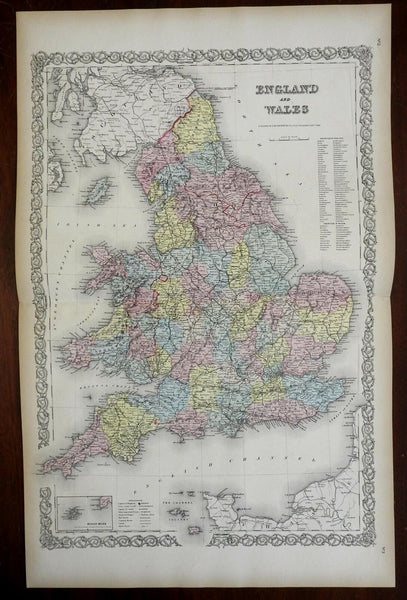 Kingdom of England & Wales London Cardiff York Oxford 1855 J.H. Colton map