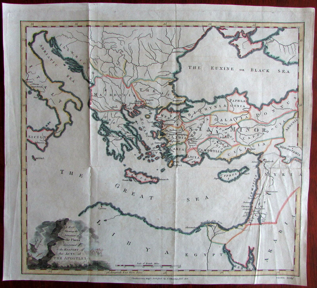 Biblical geography Acts of the Apostles Greece Turkey 1813 American Lewis map