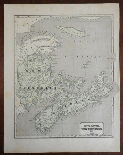 Nova Scotia & New Brunswick Canadian Maritime Provinces 1843 Morse & Breese map