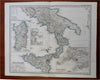 Southern Italy Calabria Sicily Naples Palermo 1869 Petermann detailed map