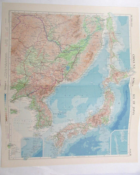 China Korea Sea of Japan Seoul Hwang Hai 1957 large detailed vintage display map