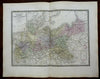Kingdom of Prussia Posen Silesia c. 1830's Brue large detailed map hand color