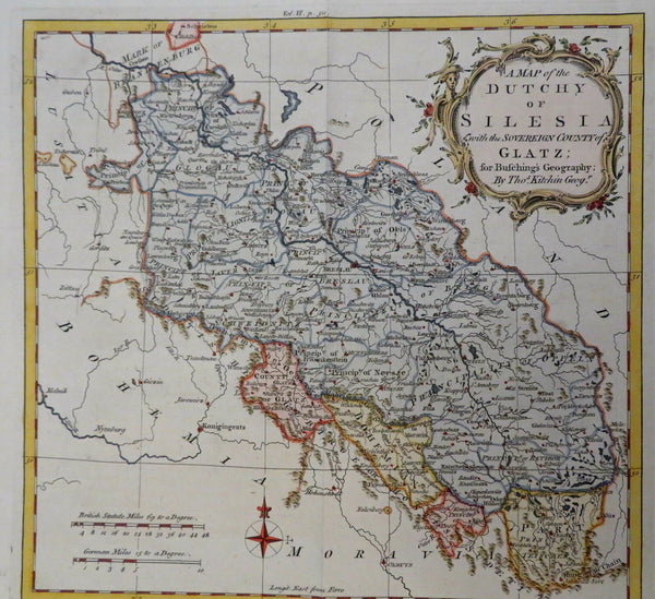 Germany Duchy of Silesia Glatz Poland Wroclaw Glogow 1762 Kitchin decorative map