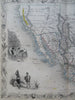 Mexico Texas California Gold Panning Uxmal Tallis 1851 decorative vignette map