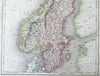 Sweden & Norway Baltic Sea Oslo Stockholm c. 1850-8 Archer engraved map