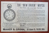 New Haven CT pocket watch maker c.1880's Maher & Crosh advertising handbill