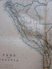 Peru & Bolivia South America 1860 Lowry detailed uncommon focused antique map