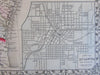 Georgia Alabama Atlanta Savannah city plans 1874 Mitchell fine large old map