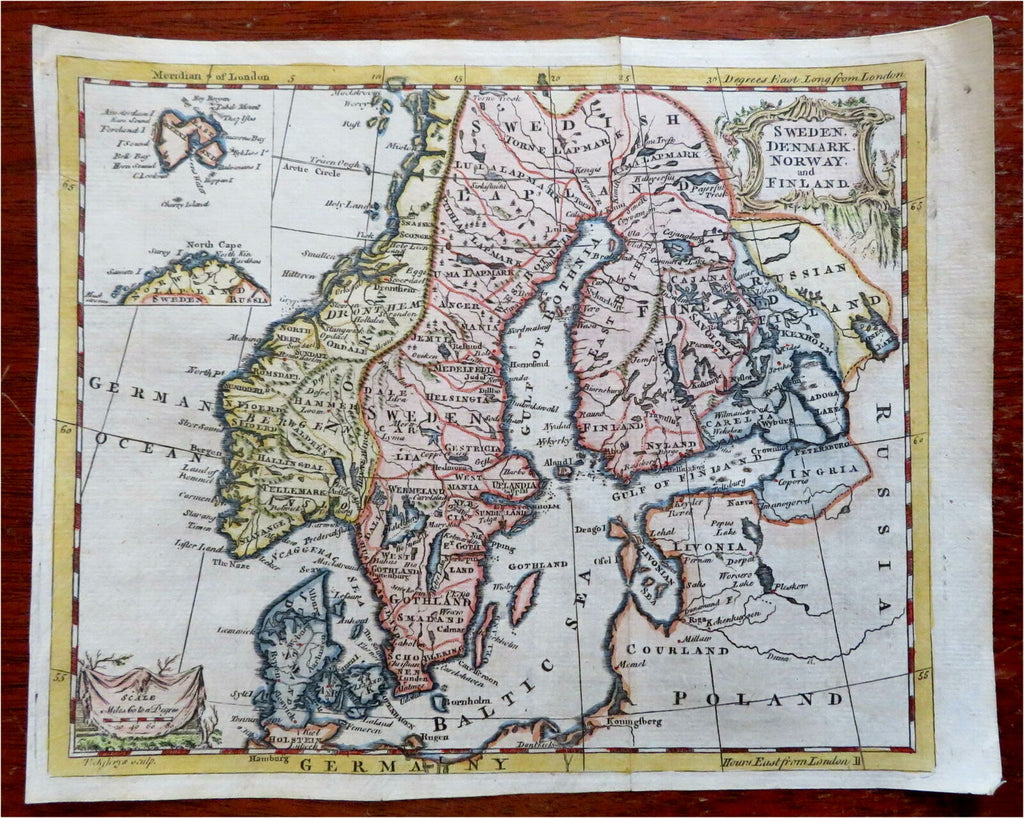 Scandinavia Sweden Denmark Norway Baltic Sea 1760 Jefferys decorative map