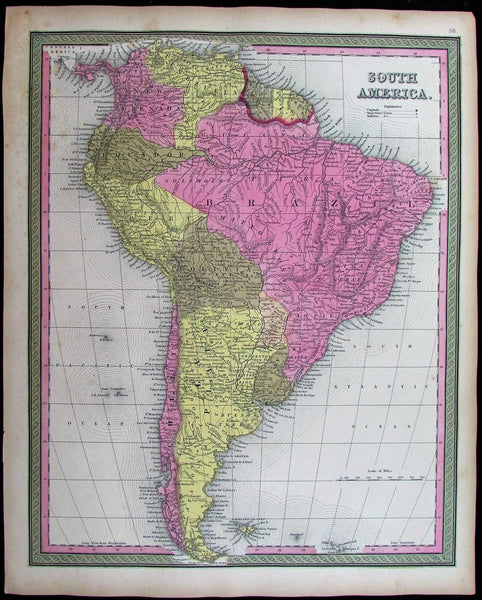 South America La Plata New Grenada Patagonia Peru 1848 Mitchell old antique map