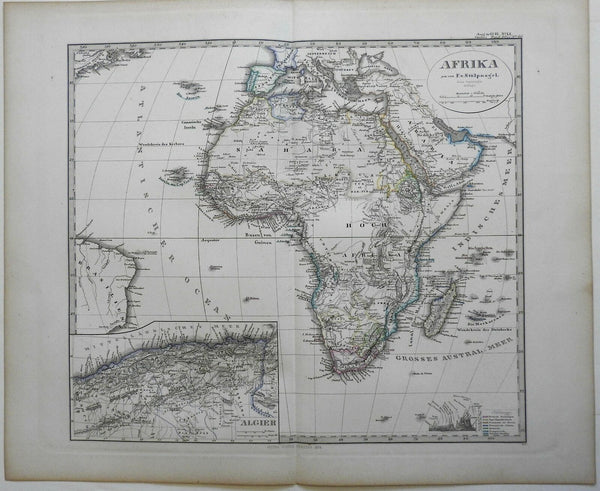 Africa European Colonies Cape Town Mozambique Egypt 1874 Stulpnagel detailed map