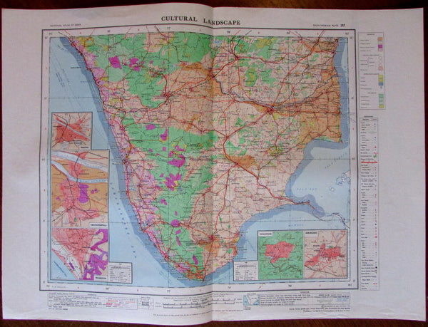 Trivandrum Southern India c.1979 huge National Atlas of India map