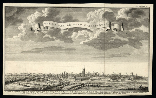 Strasbourg France c.1725-40 van der Aa fine detailed Panorama prospect city view