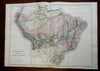 Brazil Bolivia Peru Ecuador 1875 Lowry large detailed scarce map