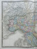 Northern Italy Austrian Empire Milan c 1850's Brue large detailed map hand color