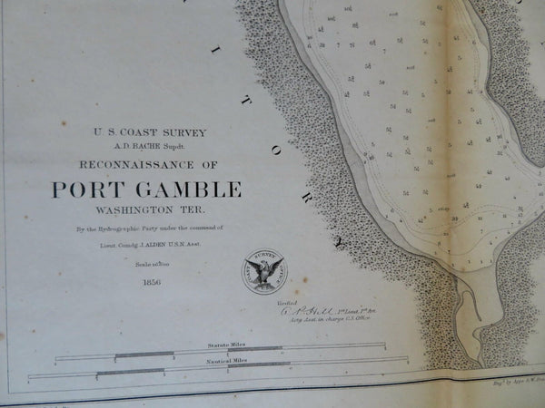 Port Gamble Washington Territory 1856 U.S. Coastal Survey nautical chart