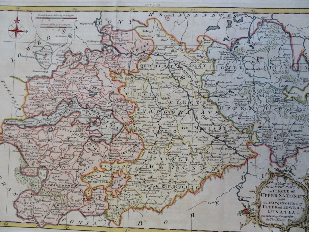 Upper Saxony Lusatia Meissen Weimar Holy Roman Empire Leipzig 1762 Kitchin map