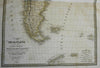 Patagonia De La Platta Tierre del Fuego South America 1829 Lapie large folio map