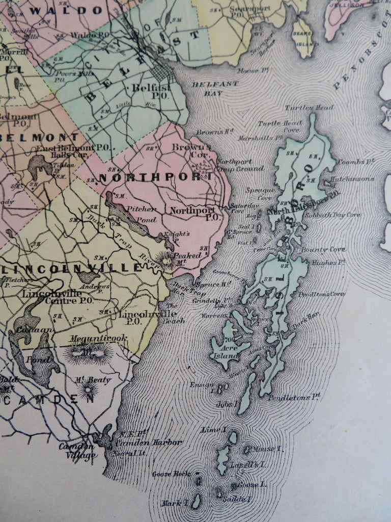 Waldo County Maine Belfast Stockton Unity Thorndike Troy 1893 Stuart map