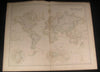 World map c. 1862 by Swanston & Fullarton fine folio sheet antique old color map