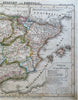 Spain & Portugal Iberia Lisbon Madrid Barcelona 1843 Stieler engraved map