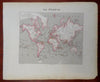 French World Colonies Algeria Senegal Mozambique French Guyana 1850 Dyonnet map