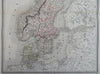 Sweden & Denmark Island Norway Faroe Islands 1861 Tardieu large hand color map