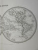 World Map in Two Hemispheres c. 1850 Tardieu large engraved map