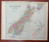 New Zealand South Island Christchurch Hokitka Blenheim 1893 Stanford map