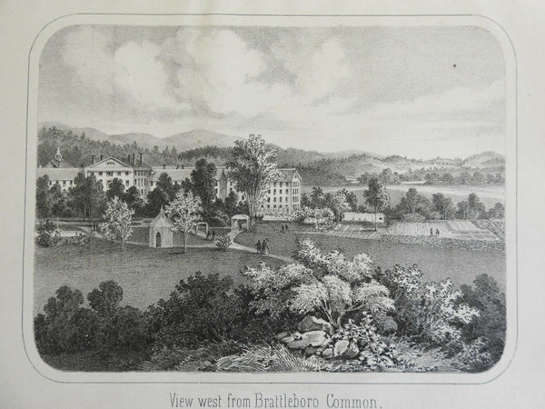 Brattleboro Vermont Landscape View Vt. Lunatic Asylum 1861 Walling view print