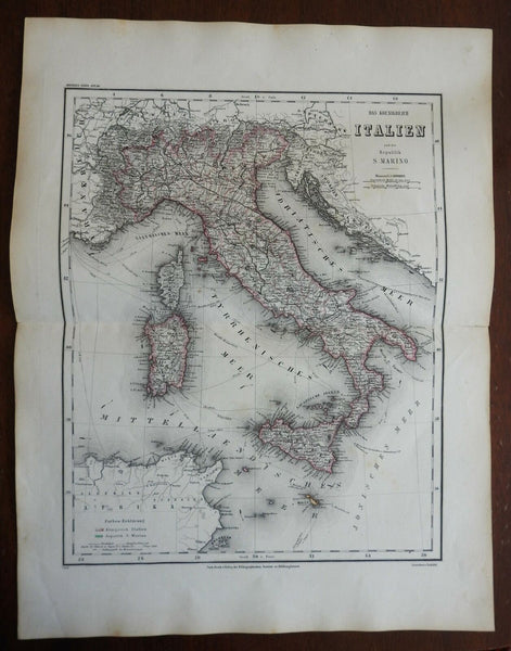 Kingdom of Italy San Marino Rome Venice Genoa Naples Florence Milan 1873 map