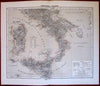 Italy in 2 sheets 1874 Flemming large detailed old map Sicily Sardegna