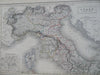 Northern Italy Milan Turin Genoa Venice Florence Rome 1844 Hall & Black map